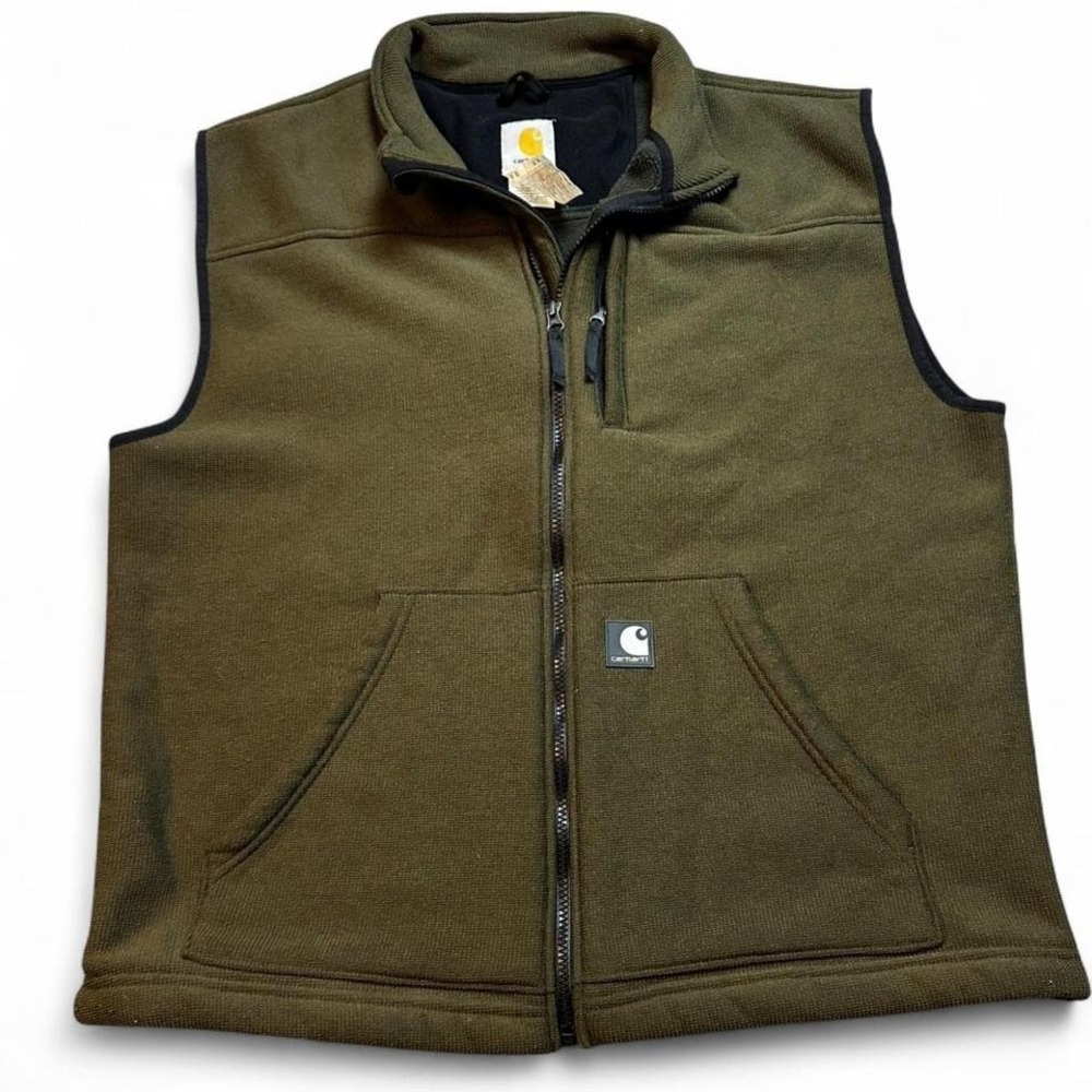 Carhartt‎ Textured Thermal Fleece Lined Vest Army Green Full Zip Large